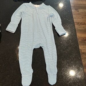 NWOT Angel Dear Blue and White Striped Footie One Piece
